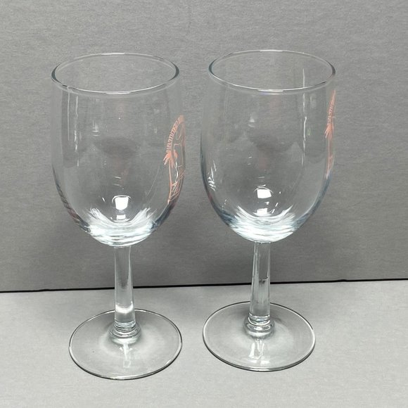 Flamingo Beach Club Wine Glass Barware Drinkware Set of 2 Pink - Picture 5 of 9